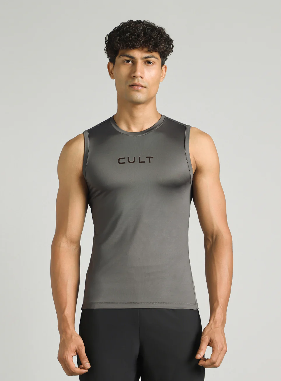 Men's Dark Grey Power Lifter Compression Tank - Image 4