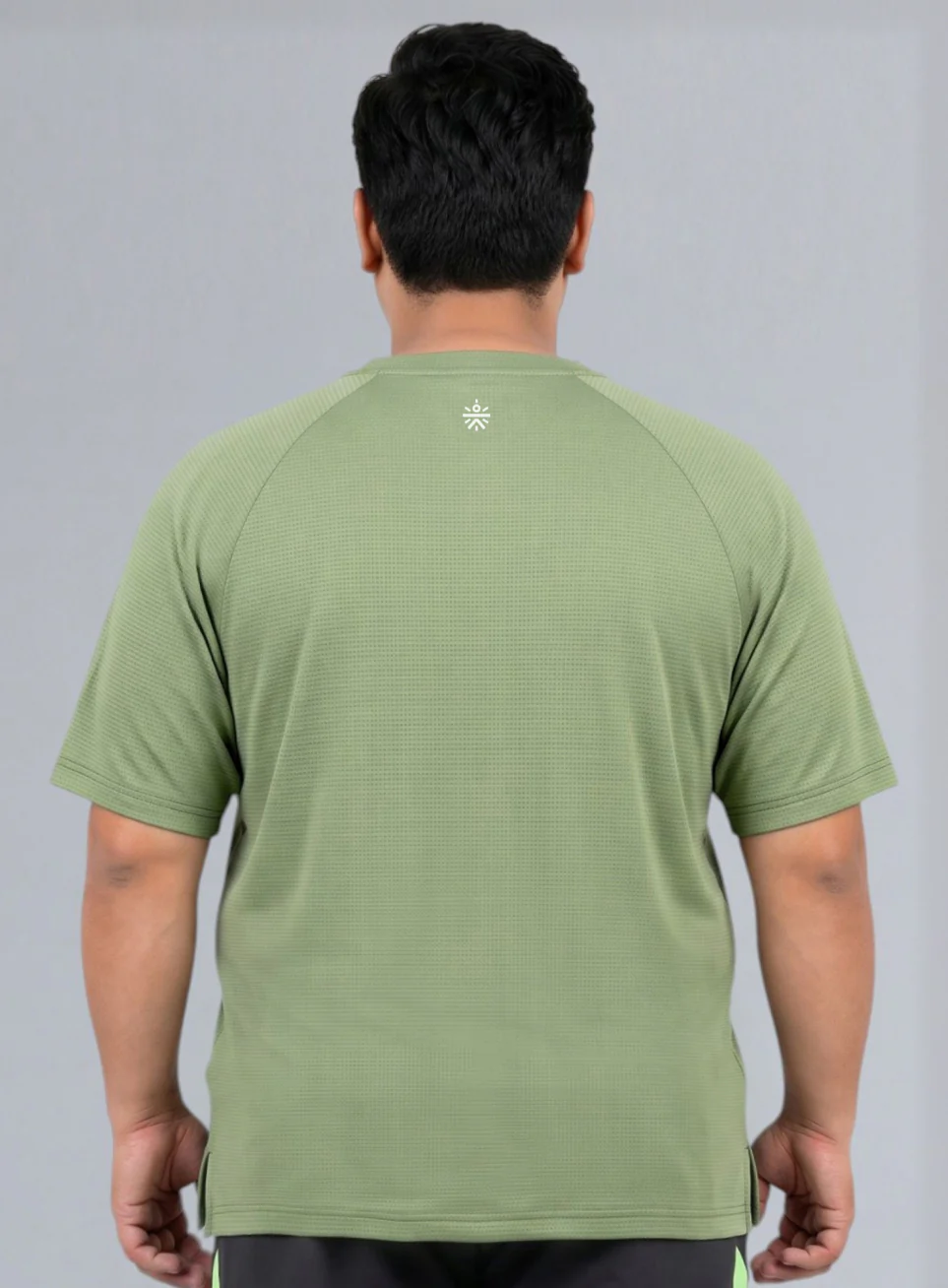 Men's Green Textured Performance Plus Size T-shirt - Image 6