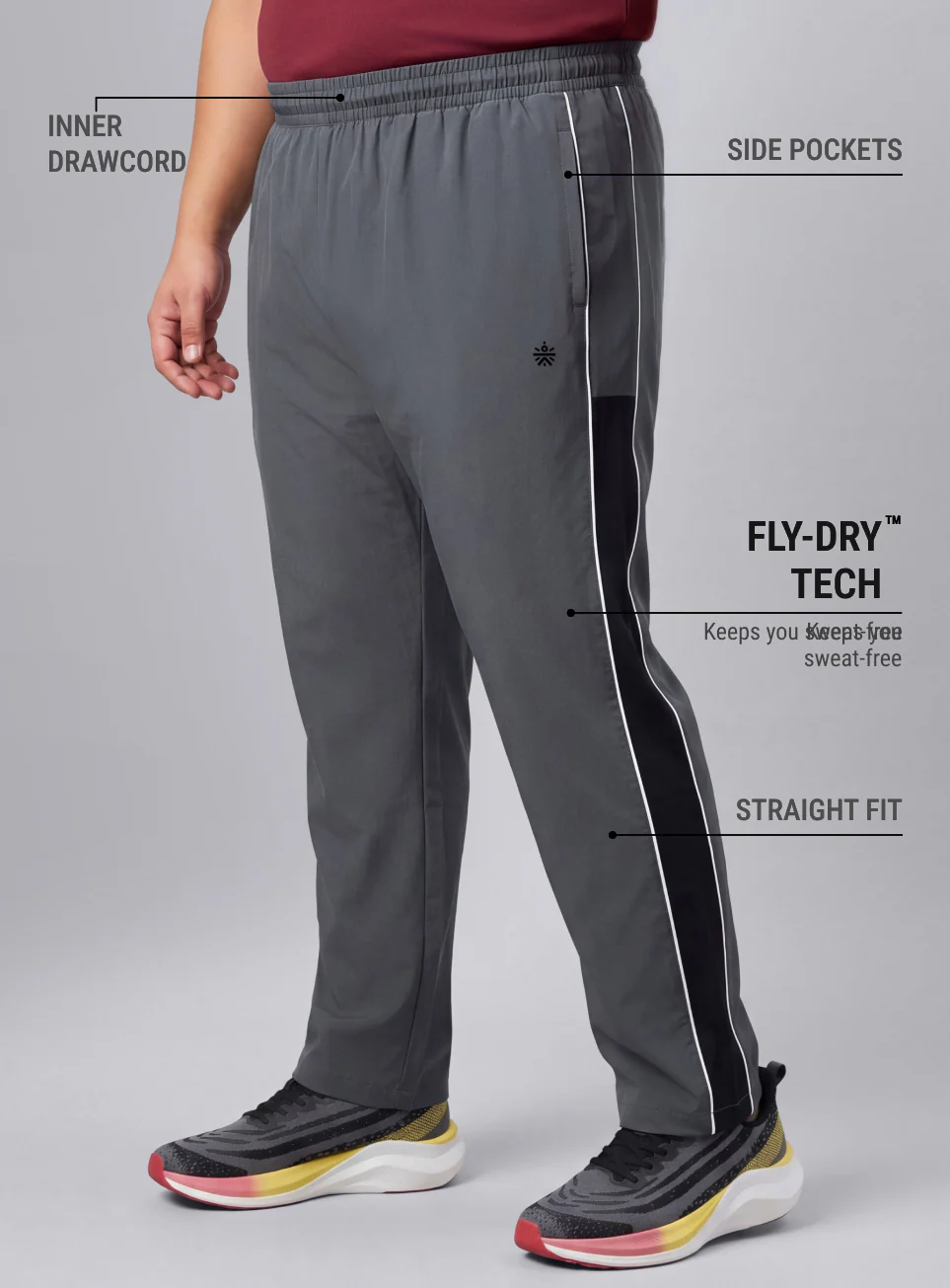 Men's Grey All Format Training Trackpants - Image 5