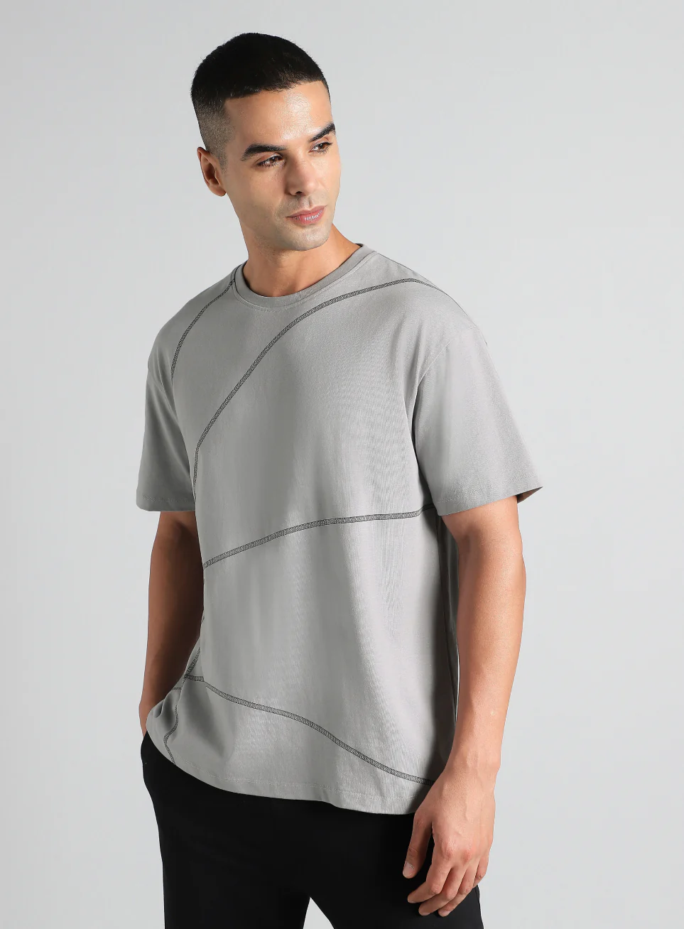 Men's Grey Basketball Imprint Relaxed Fit T-shirt