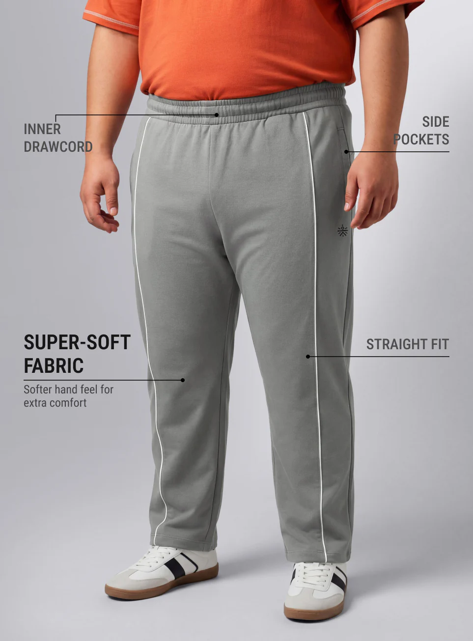 Men's Grey Beyond Play Plus Size Trackpants - Image 5
