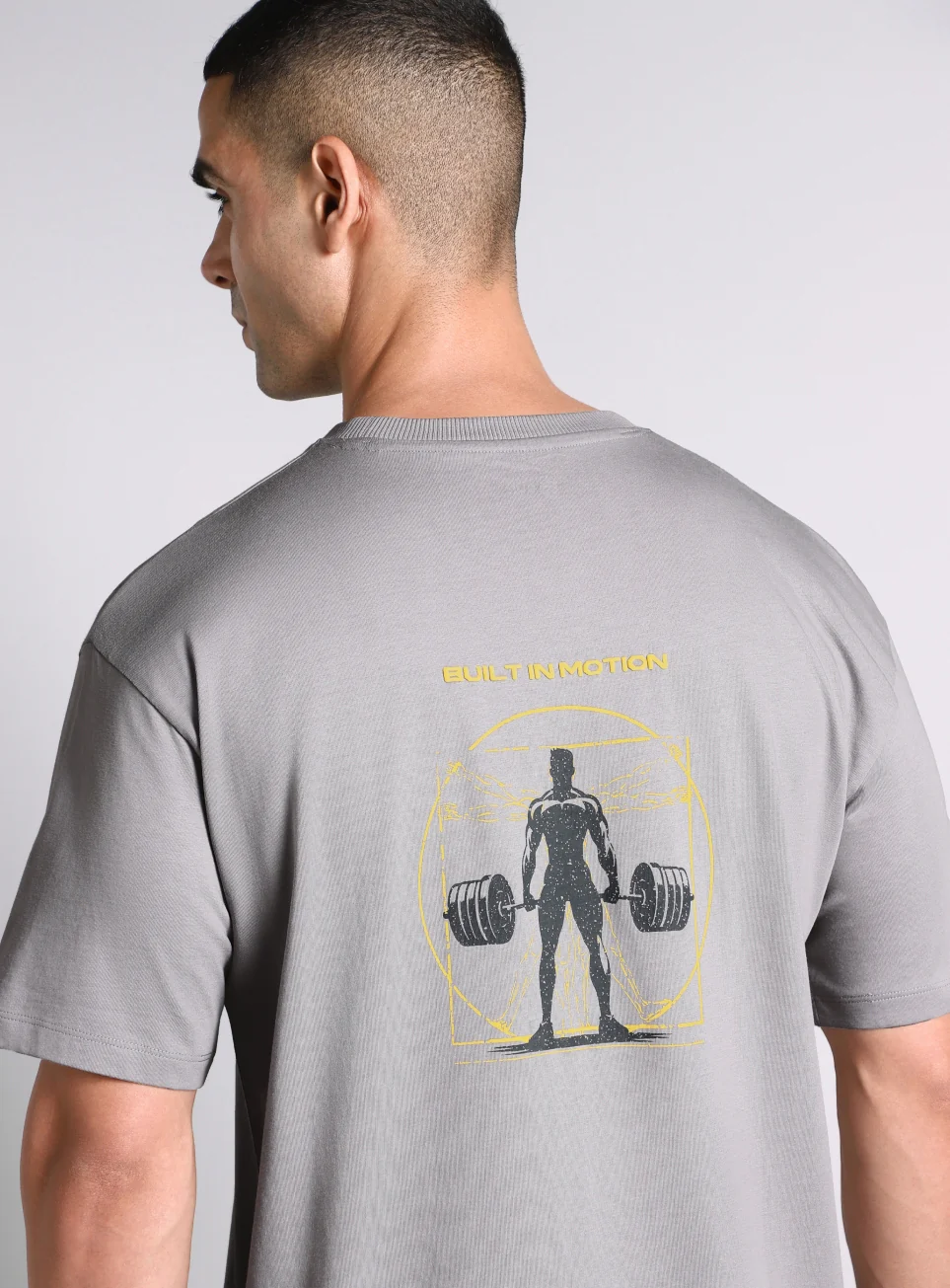Men's Grey Built-In Motion Graphic Oversized T-shirt - Image 8