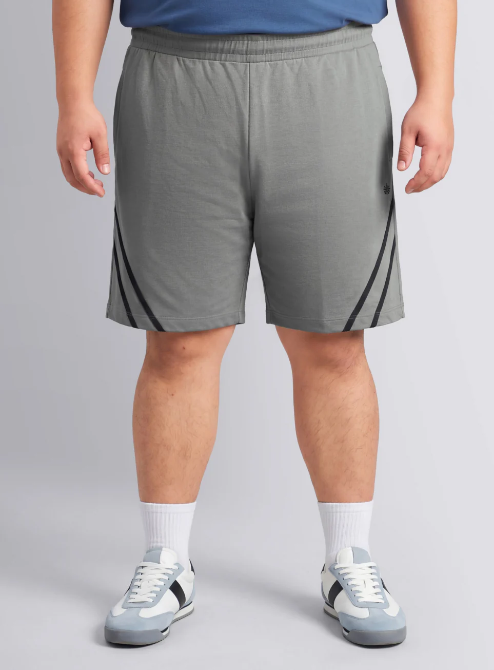 Men's Grey Contrast Panel Plus Size Shorts - Image 4