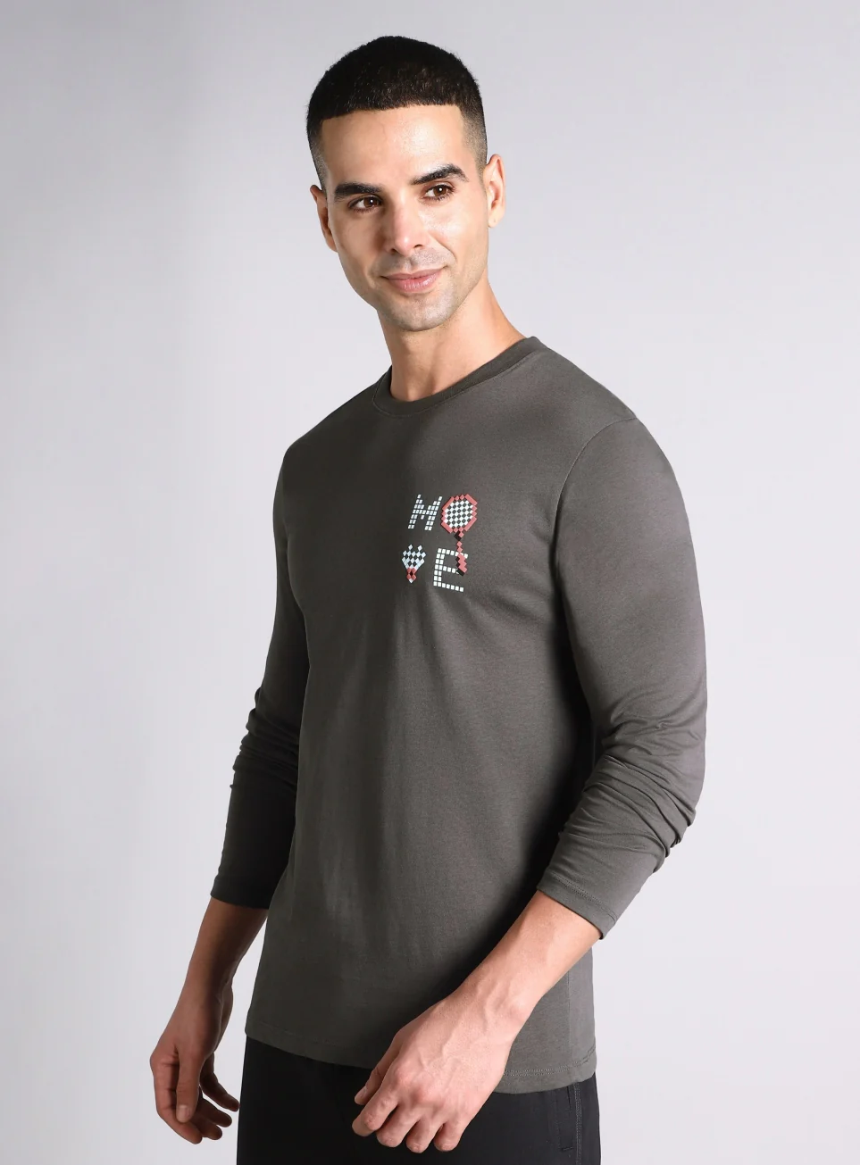 Men's Grey Courtside Print Full Sleeve T-shirt