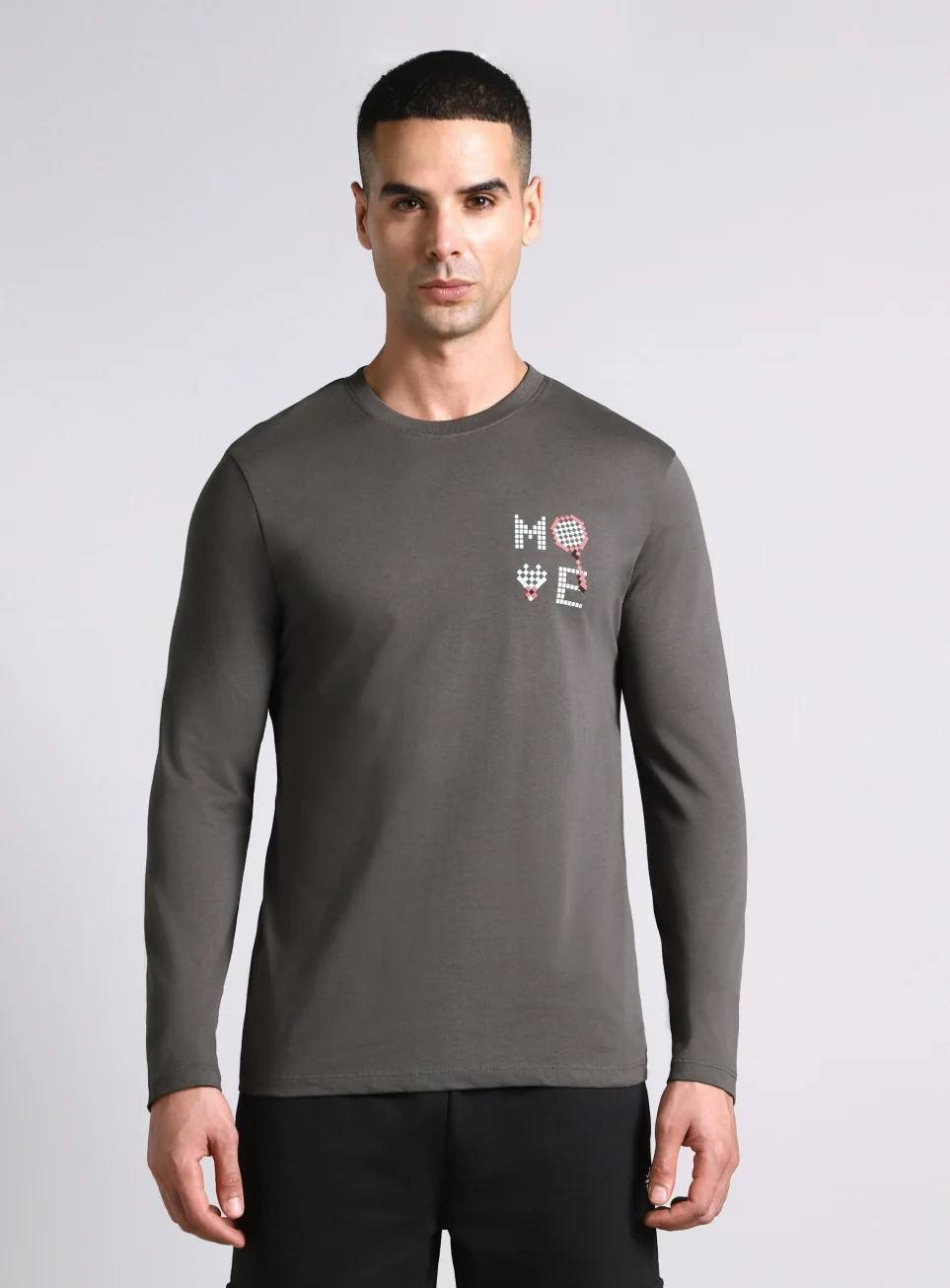 Men's Grey Courtside Print Full Sleeve T-shirt - Image 4