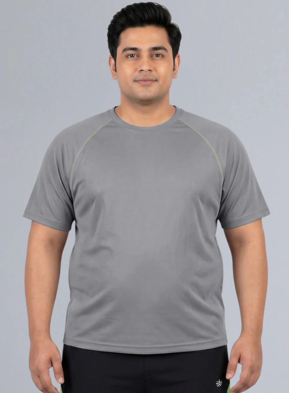 Men's Grey Everyday Workout Train Plus Size T-shirt - Image 4