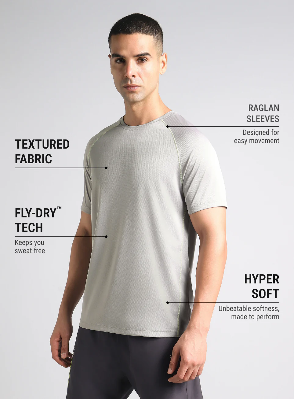 Men's Grey Everyday Workout Train Tee - Image 5