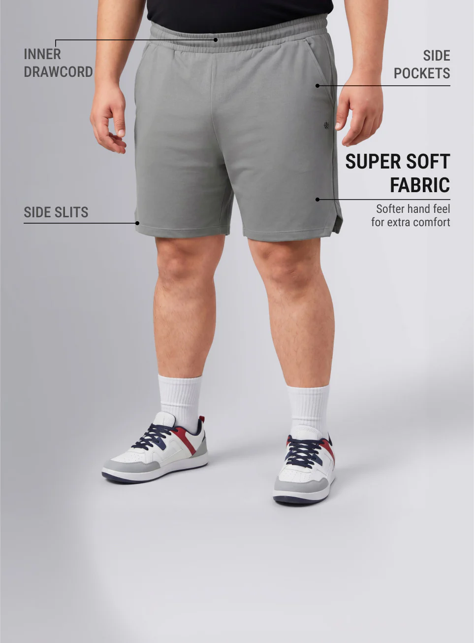 Men's Grey Move All Day Plus Size Shorts - Image 5