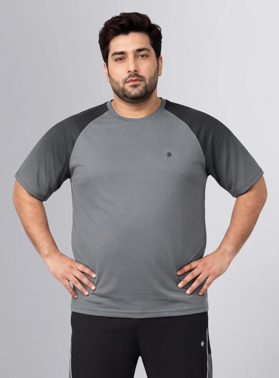 Men's Grey Power Pop Training Plus Size T-Shirt