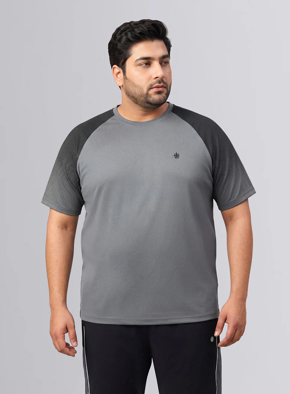 Men's Grey Power Pop Training Plus Size T-Shirt - Image 4