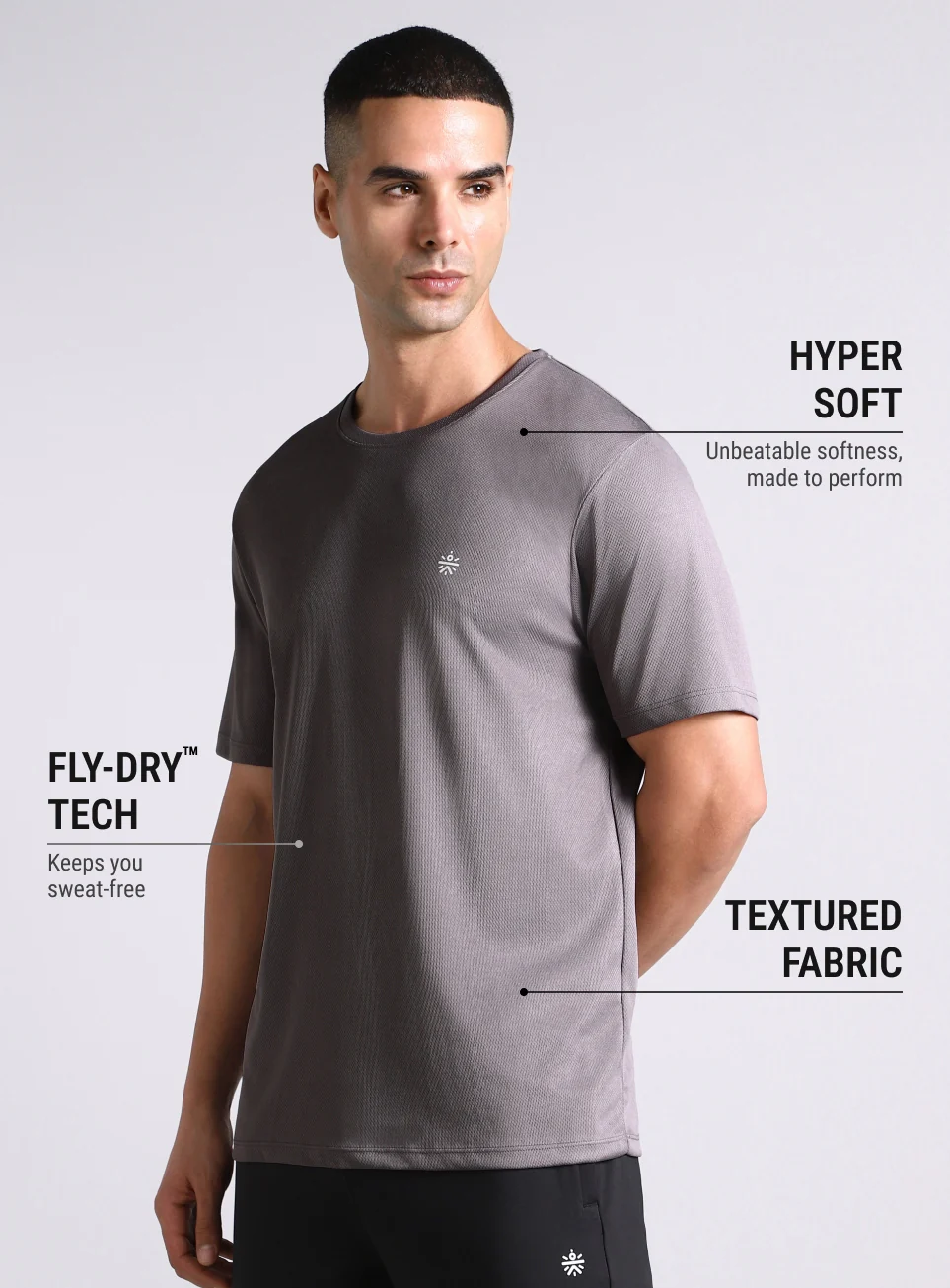 Men's Grey Train All FLY-DRY T-shirt - Image 5