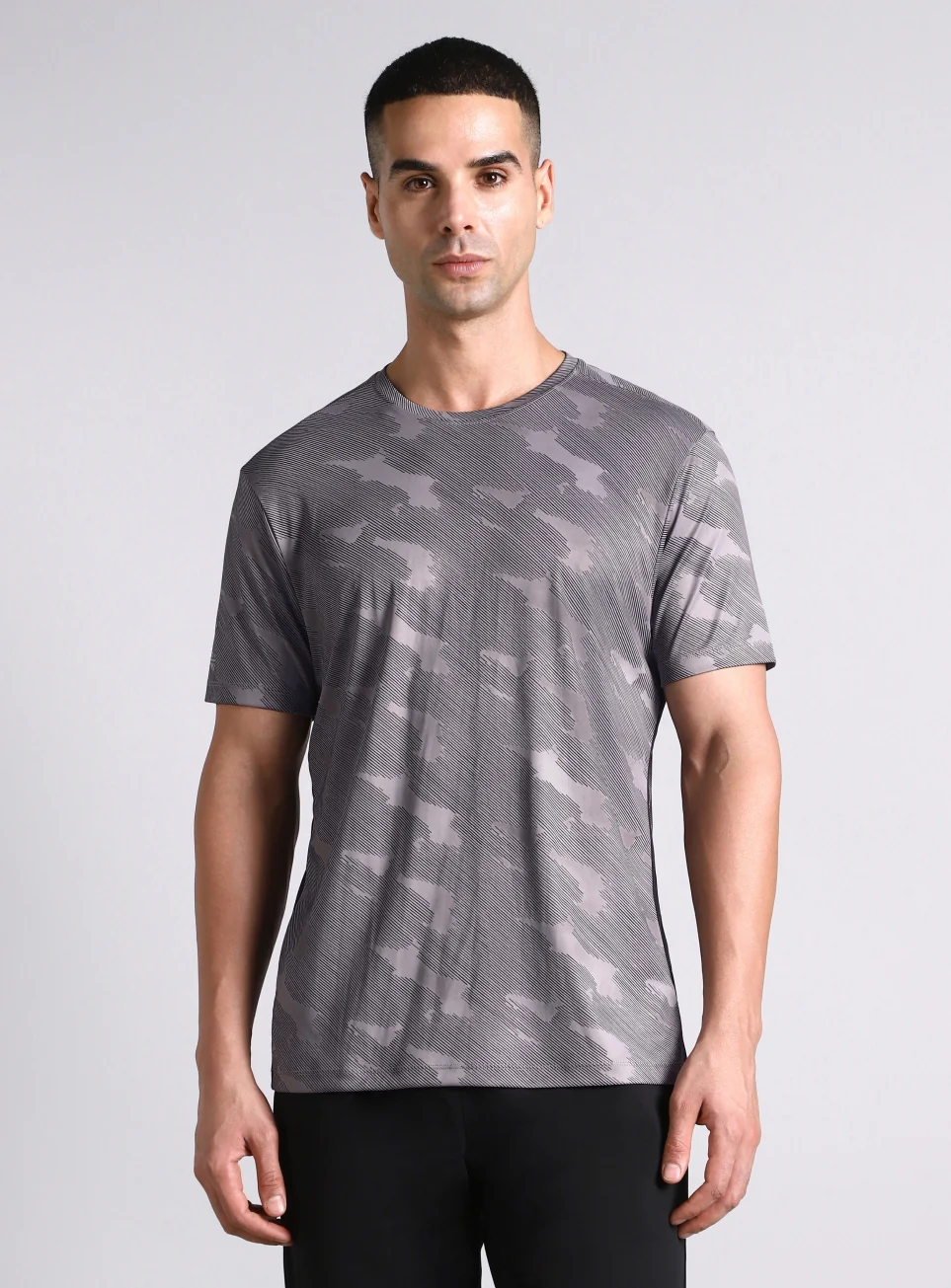 Men's Grey Urban Camo Running T-shirt - Image 4