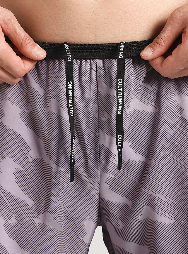 Men's Grey Urban Camo Shorts with Inbuilt Tights - Image 11