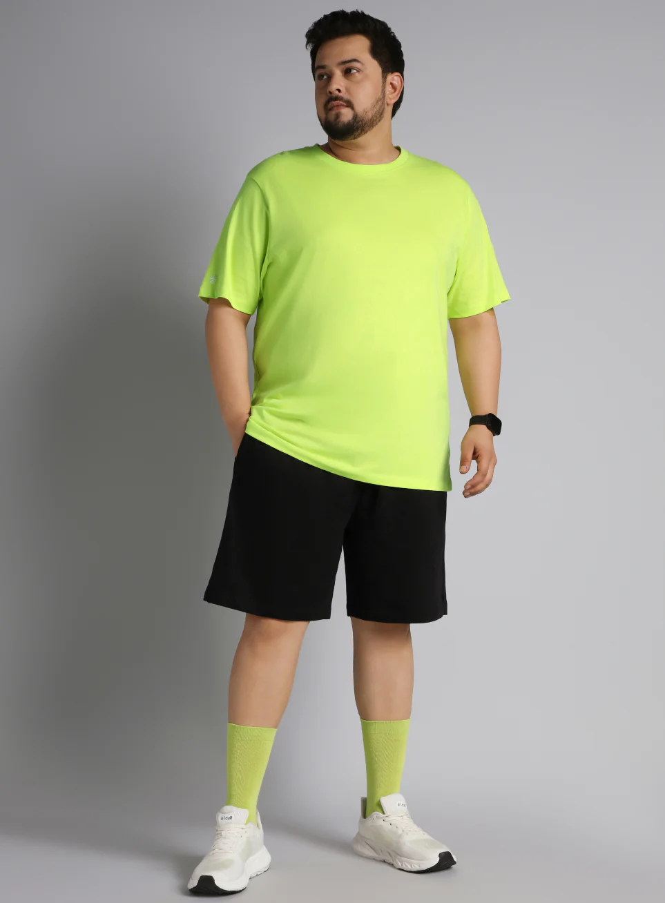 Men's Lime Cotton Plus Size Everyday Regular Fit T-shirt - Image 2