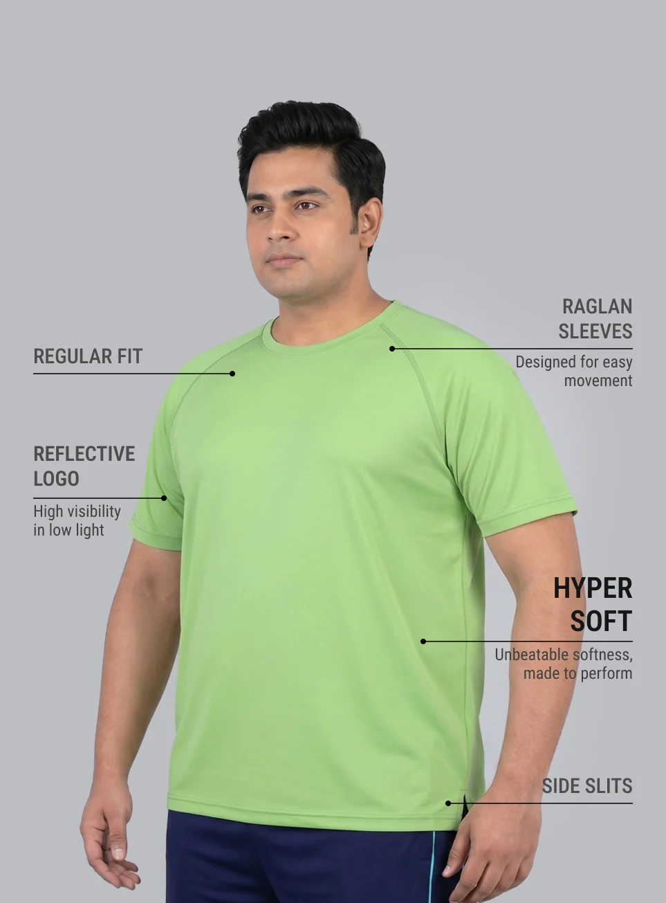Men's Lime Ultimate Running Plus Size Regular Fit T-shirt - Image 5