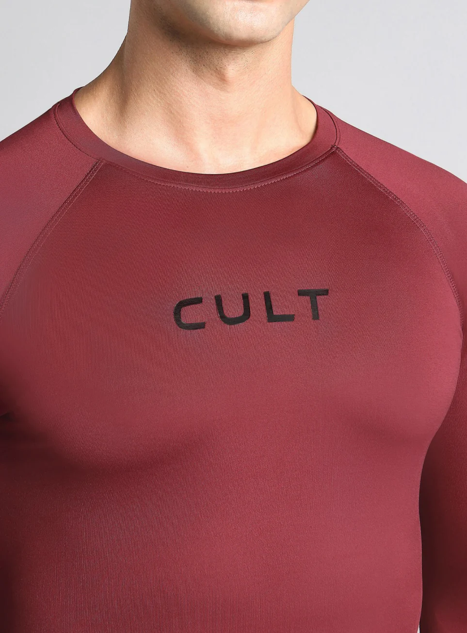 Men's Maroon Power Compression Full Sleeve T-shirt - Image 7
