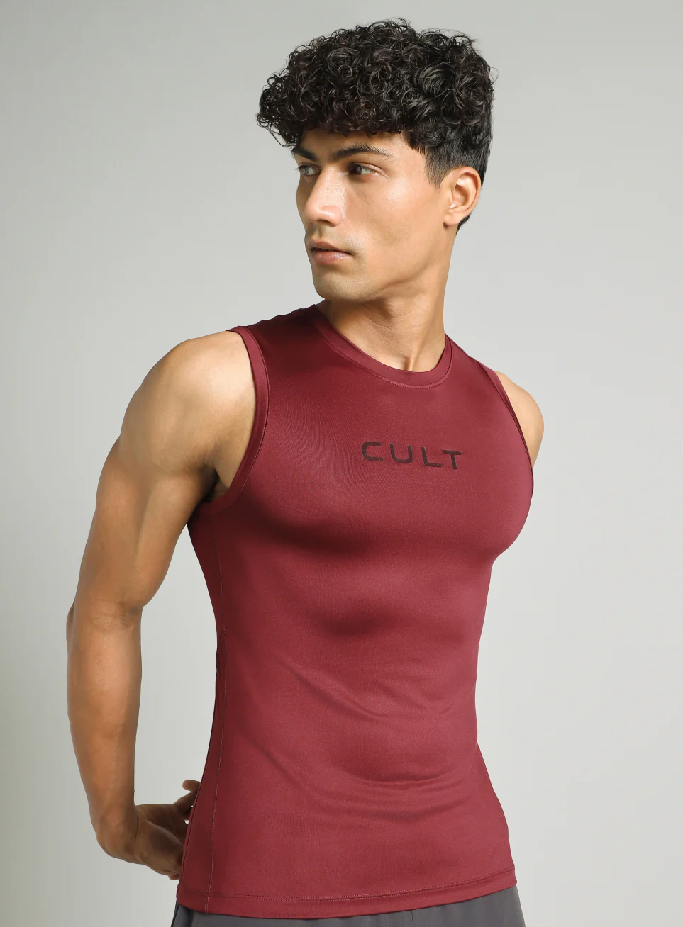 Men's Maroon Power Lifter Compression Tank