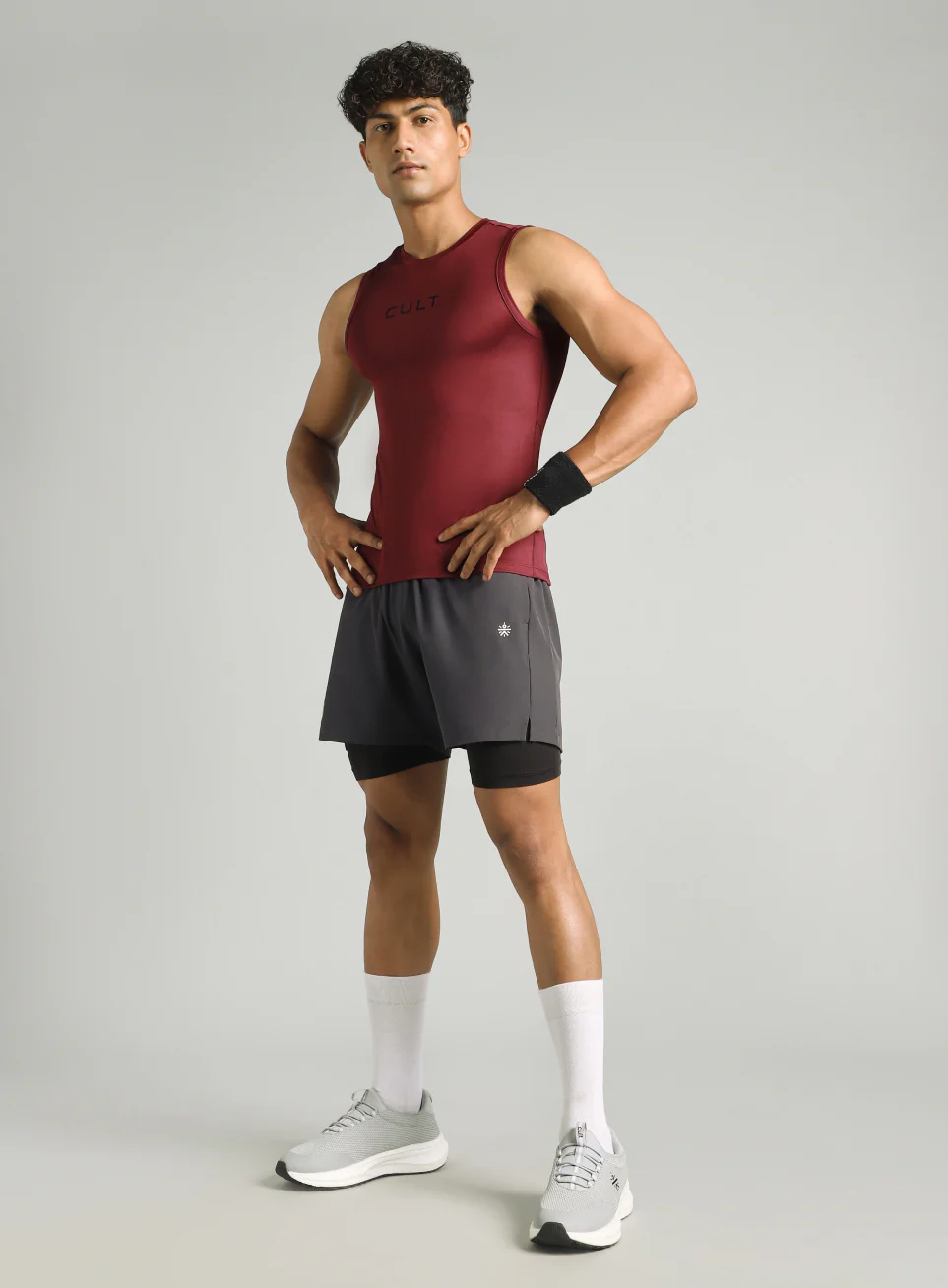 Men's Maroon Power Lifter Compression Tank - Image 3