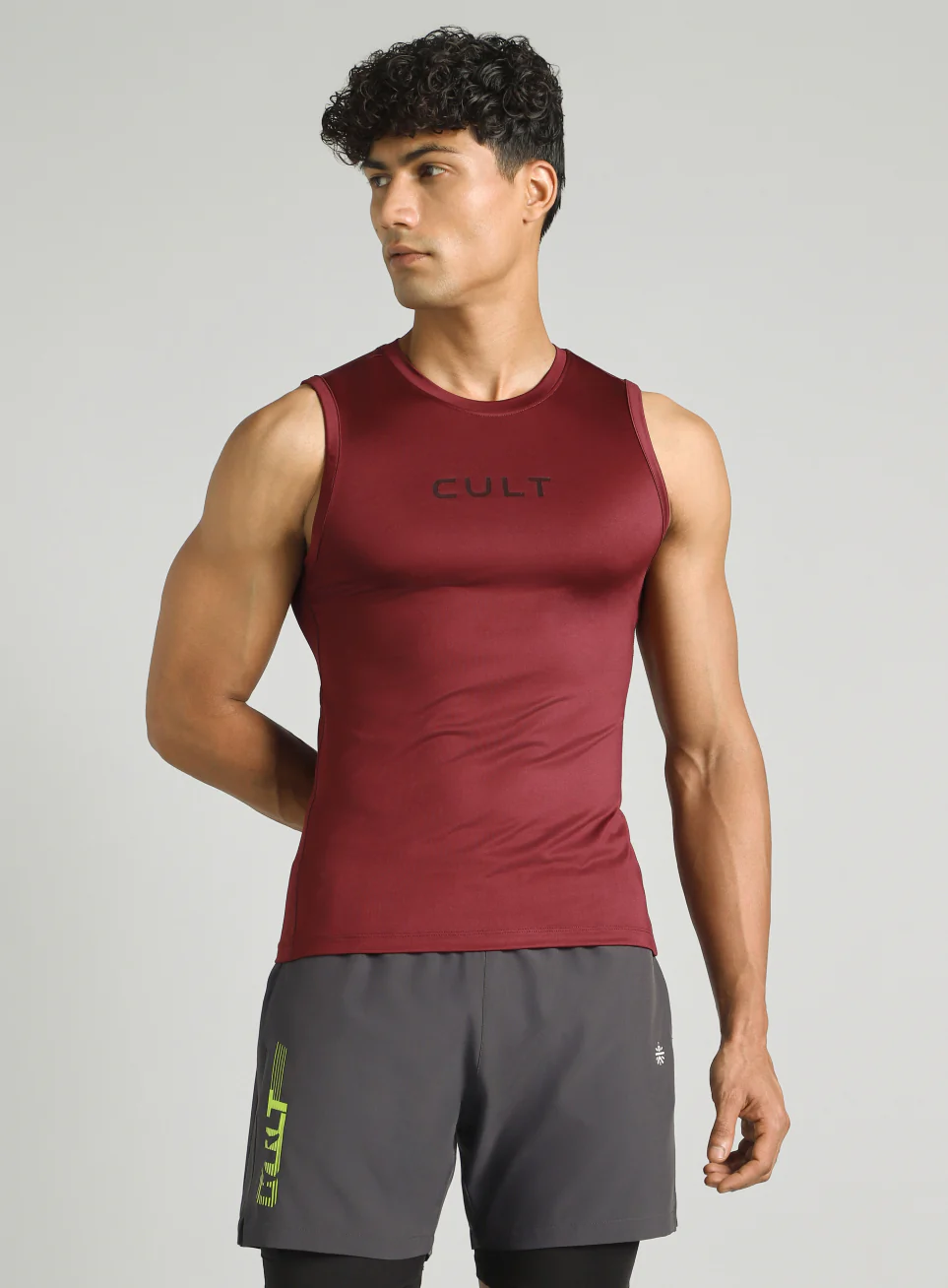 Men's Maroon Power Lifter Compression Tank - Image 4