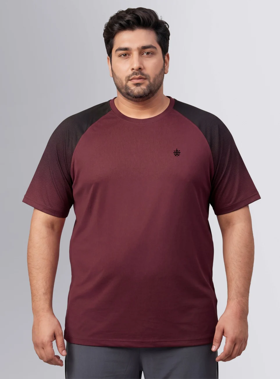 Men's Maroon Power Pop Training Plus Size T-shirt