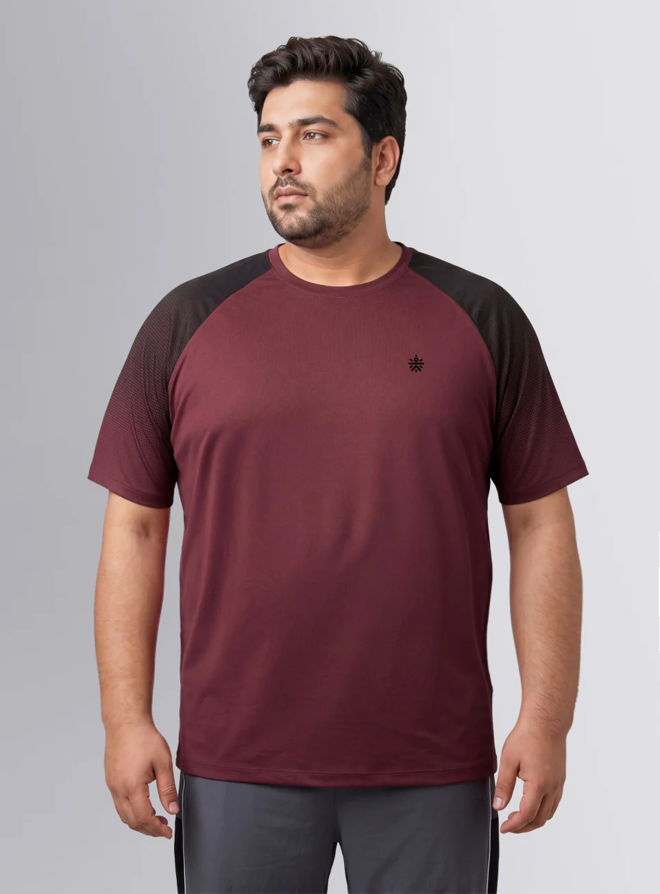 Men's Maroon Power Pop Training Plus Size T-shirt - Image 4