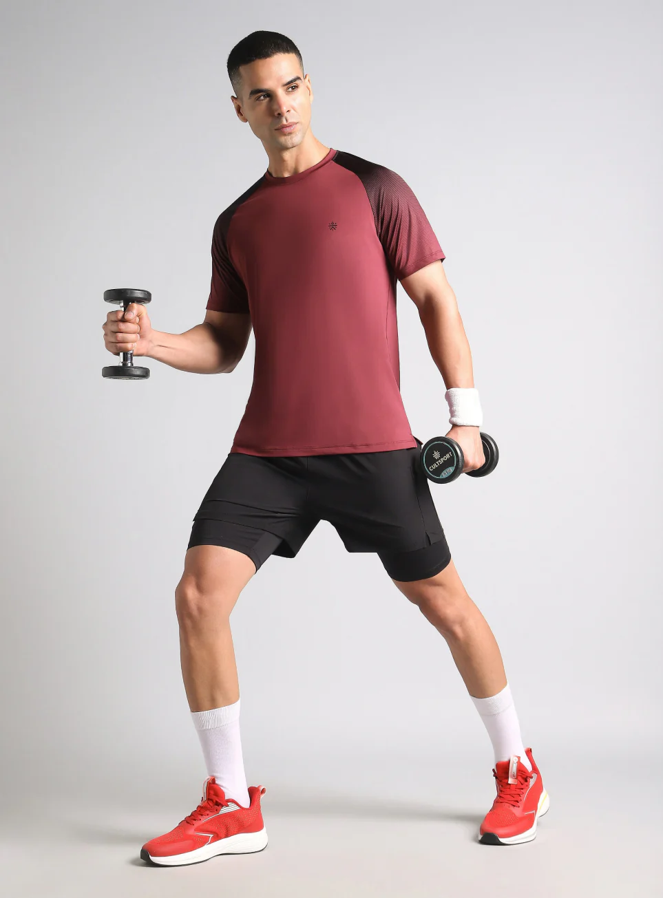 Men's Maroon Power Pop Training T-Shirt - Image 3