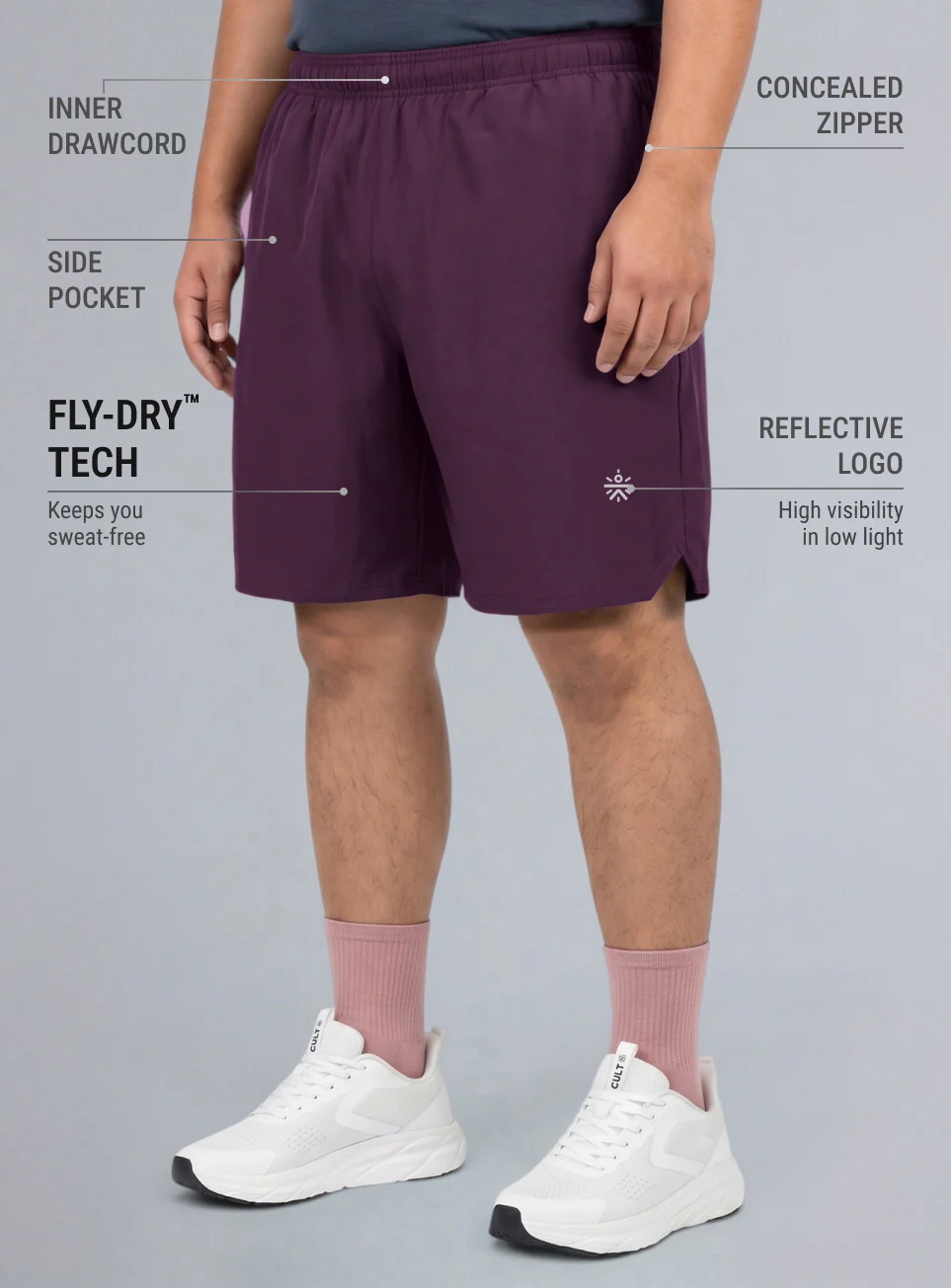 Men's Maroon Runner's Essential Plus Size Shorts - Image 5