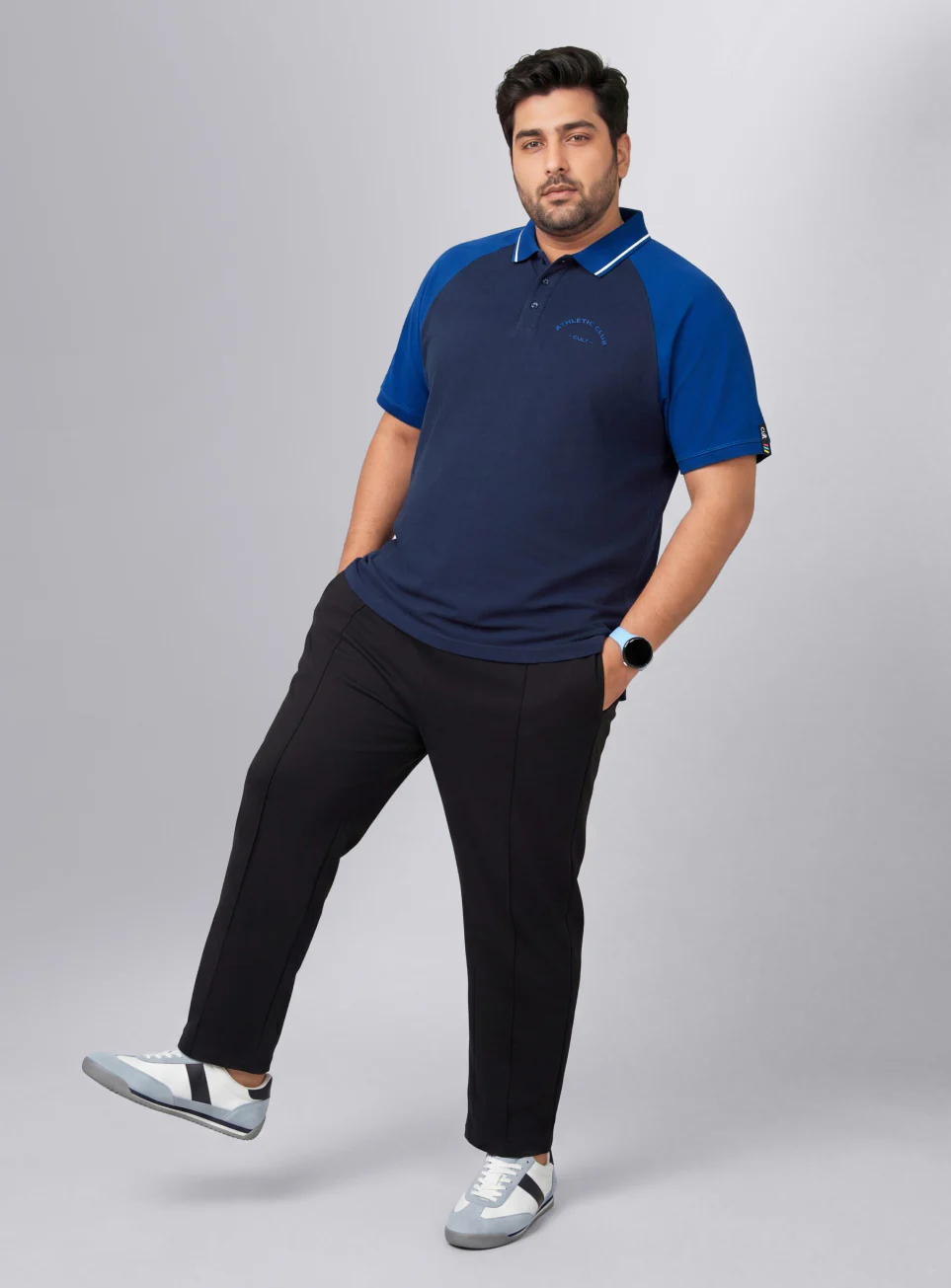 Men's Navy Athletic Club Plus Size Polo T-shirt - Image 2