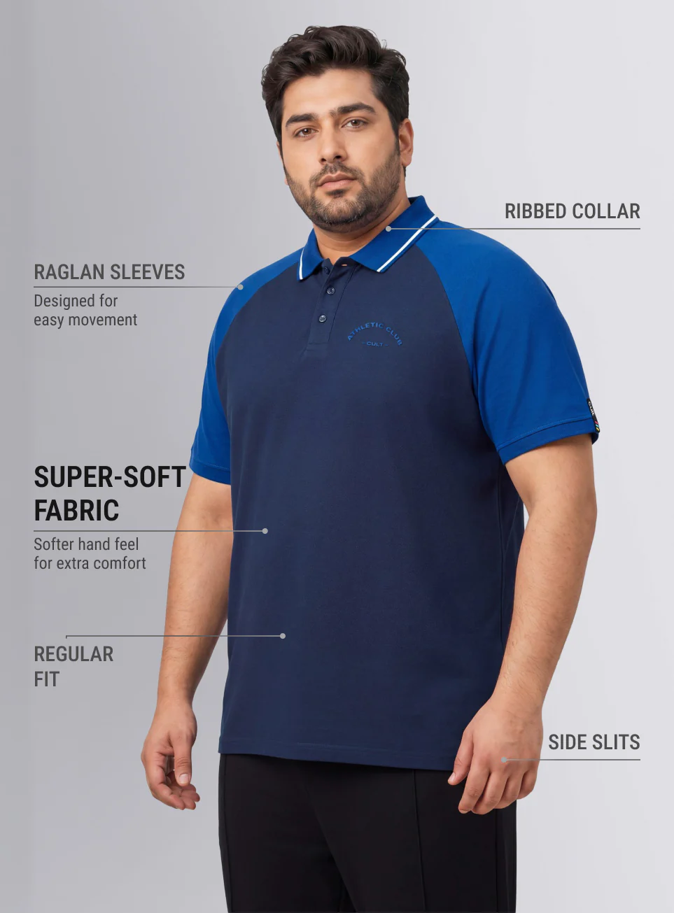 Men's Navy Athletic Club Plus Size Polo T-shirt - Image 5