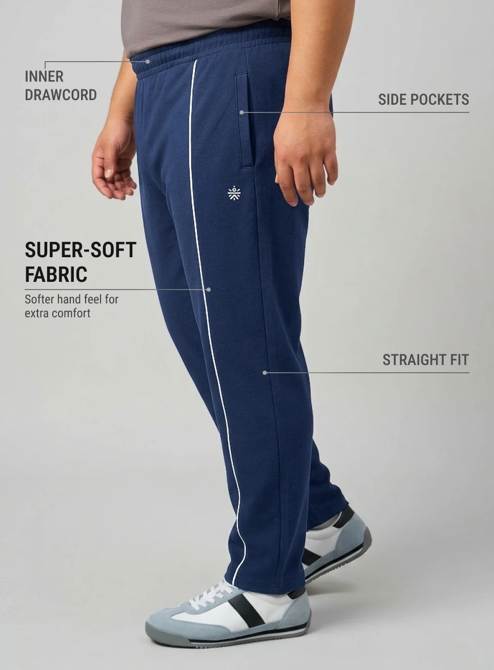 Men's Navy Beyond Play Plus Size Trackpants - Image 5