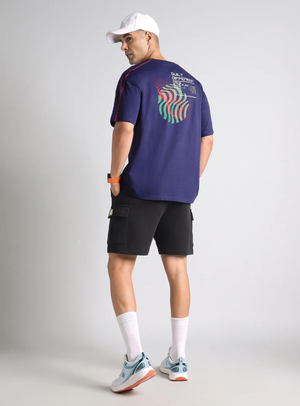 Men's Navy Built Different Oversized Fit T-shirt - Image 2