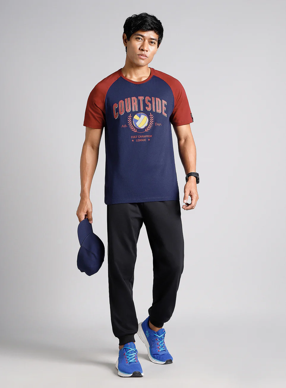 Men's Navy Courtside Sporty Colourblock T-shirt - Image 2