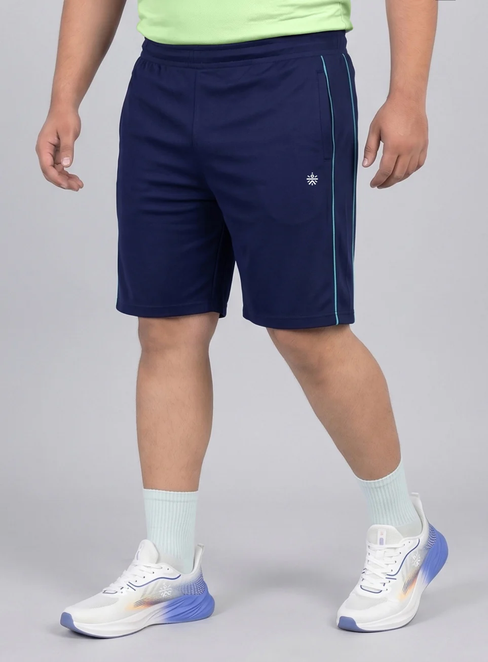 Men's Navy Edge Line Training Plus Size Shorts