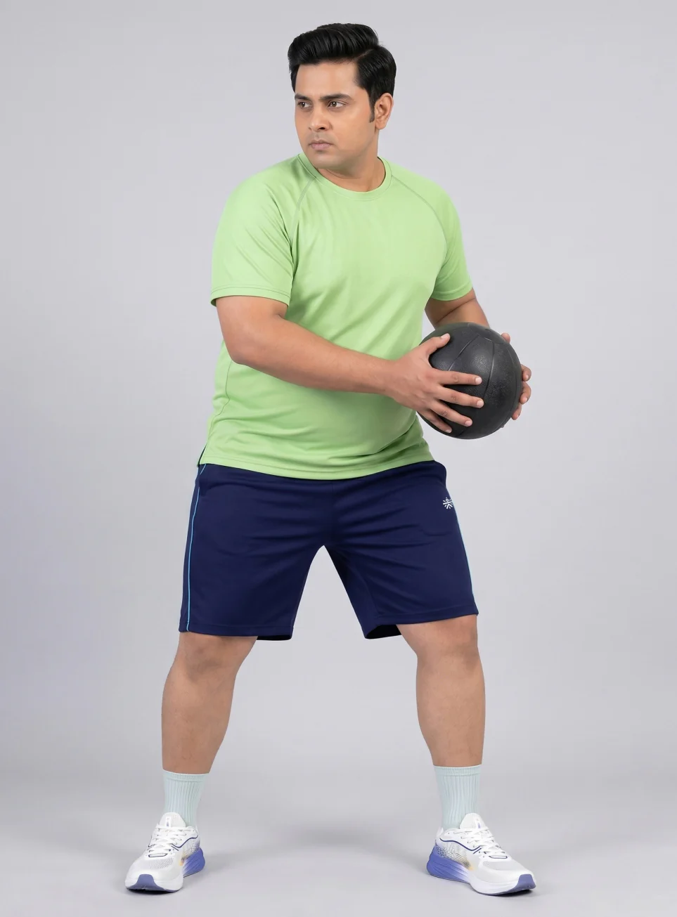 Men's Navy Edge Line Training Plus Size Shorts - Image 2