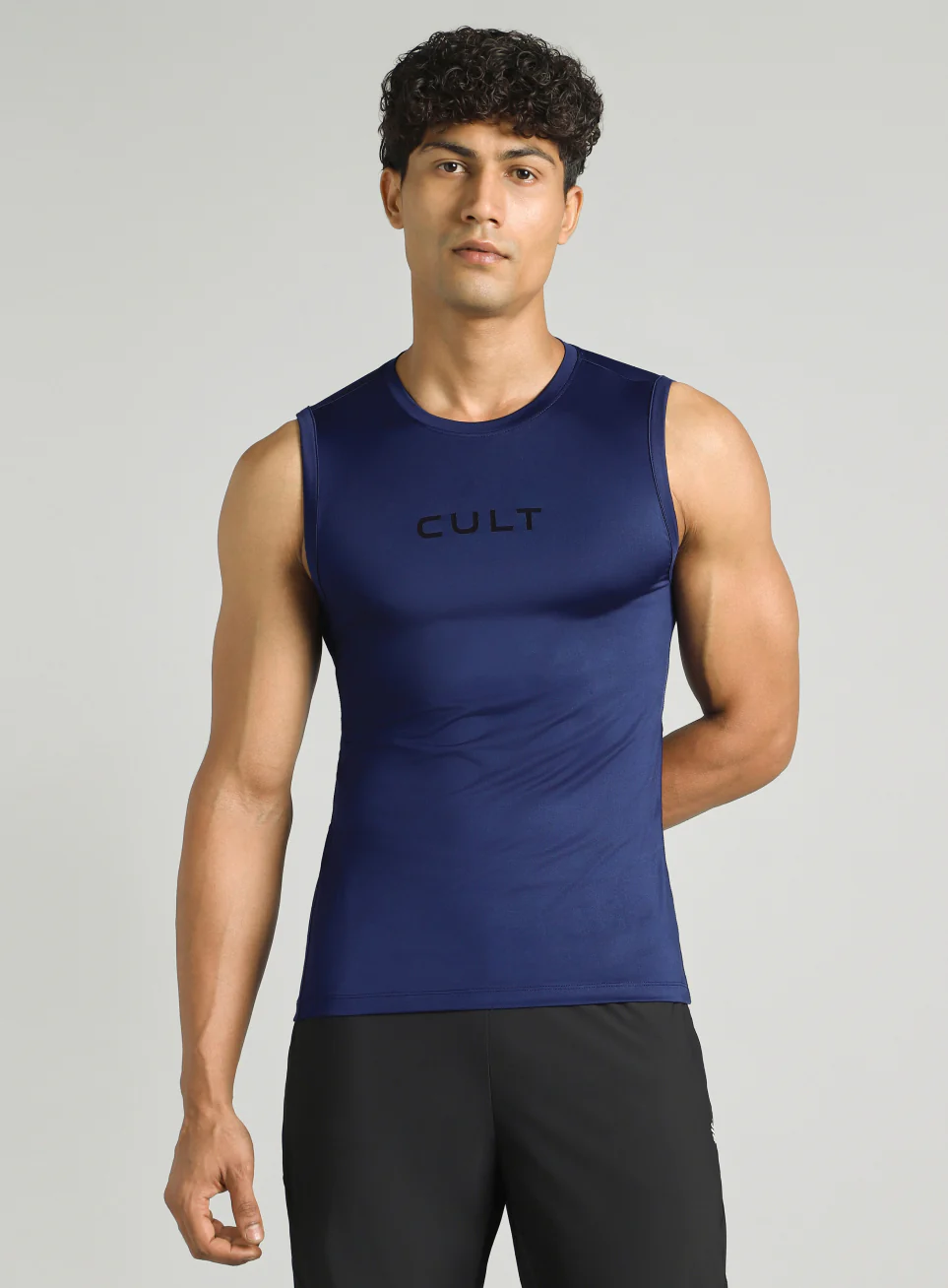 Men's Navy Power Lifter Compression Tank - Image 4