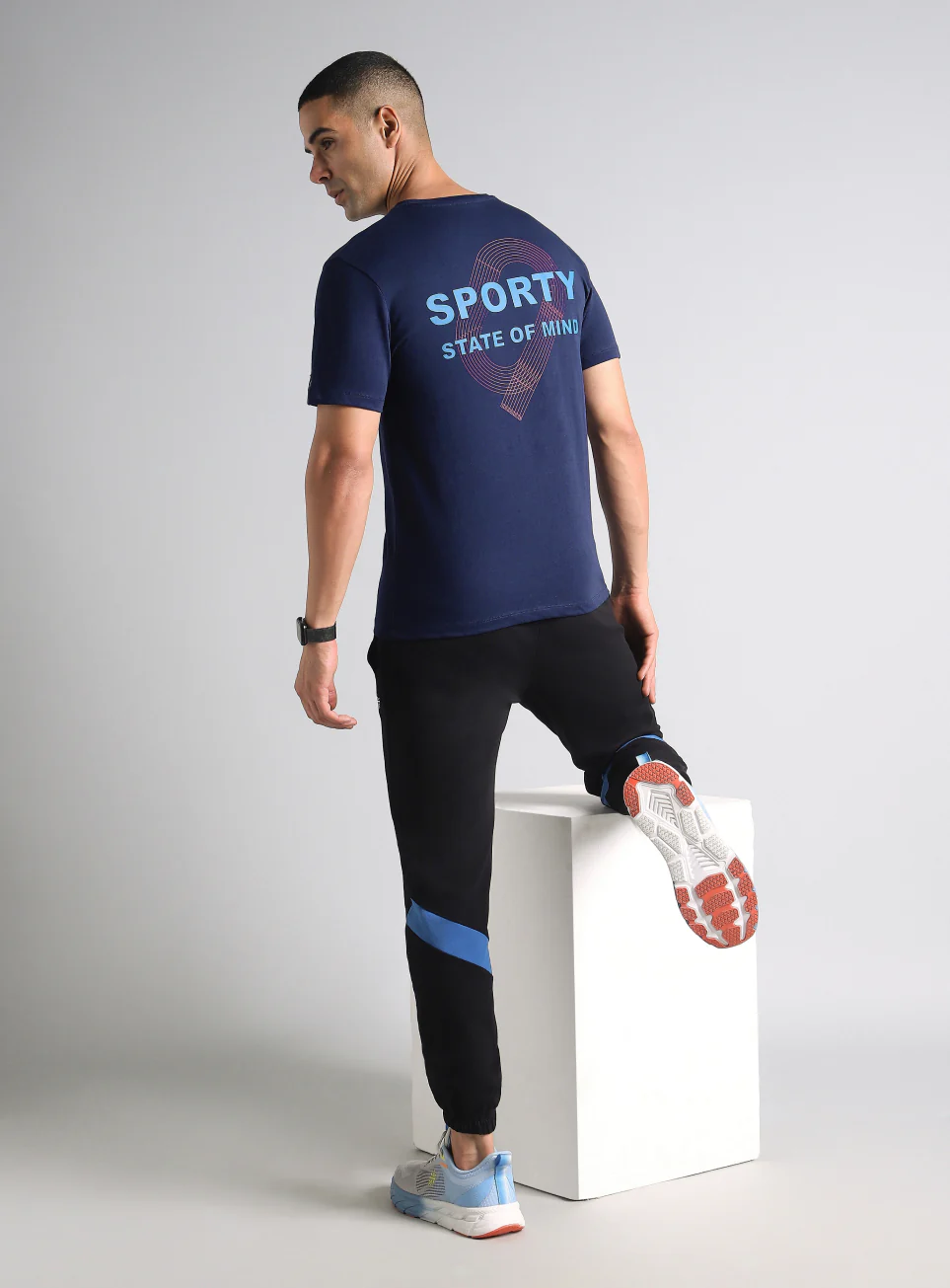 Men's Navy Sporty Racertrack T-Shirt - Image 3