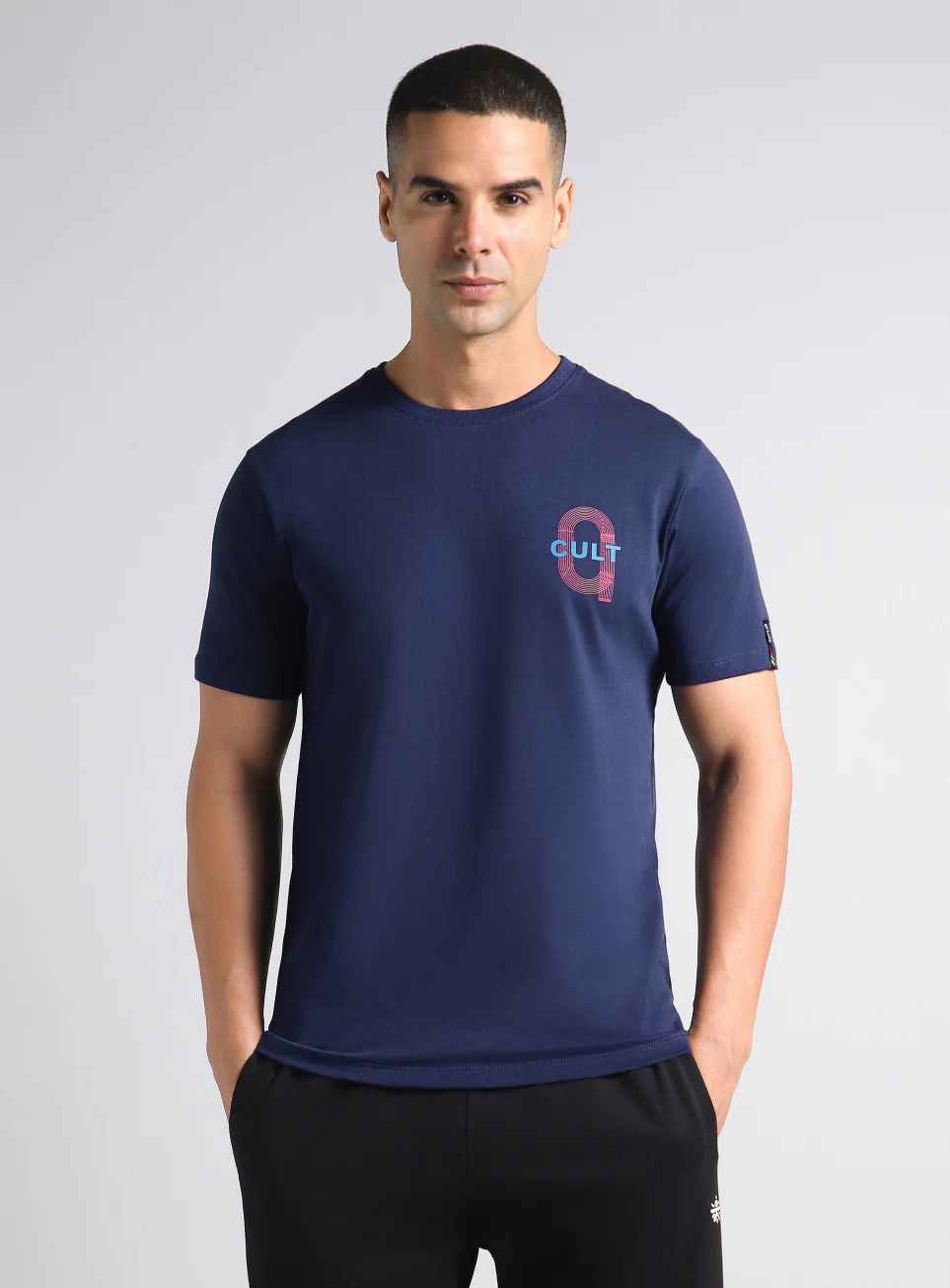 Men's Navy Sporty Racertrack T-Shirt - Image 4