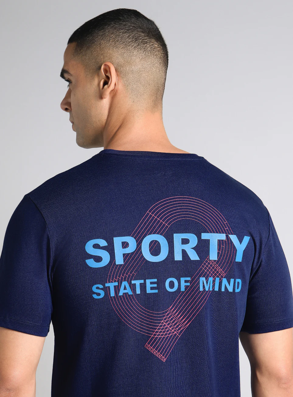 Men's Navy Sporty Racertrack T-Shirt - Image 8