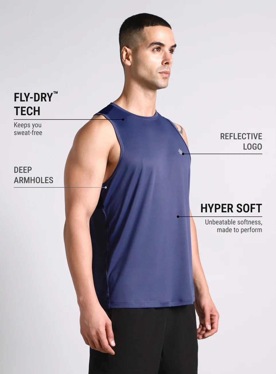 Men's Navy Urban Camo Motion Forward Running Tank - Image 5