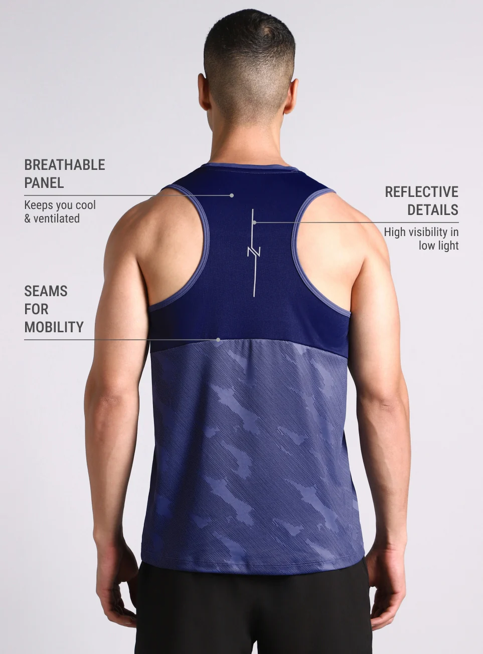 Men's Navy Urban Camo Motion Forward Running Tank - Image 6