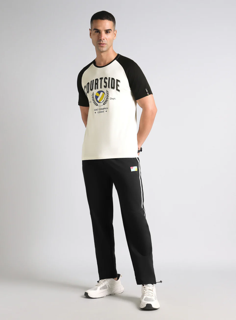 Men's Off White Courtside Sporty Colorblock T-shirt - Image 2