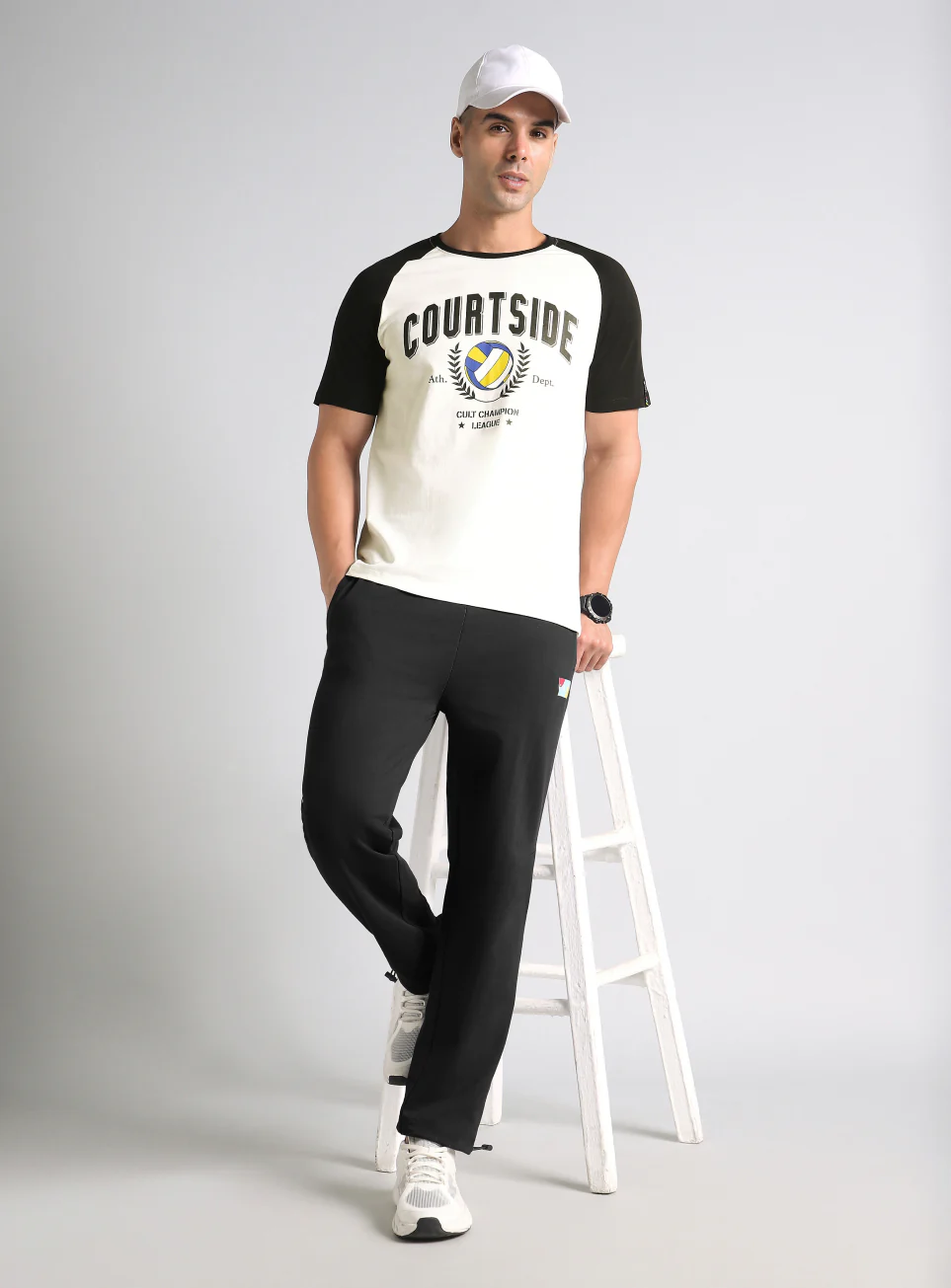Men's Off White Courtside Sporty Colorblock T-shirt - Image 3