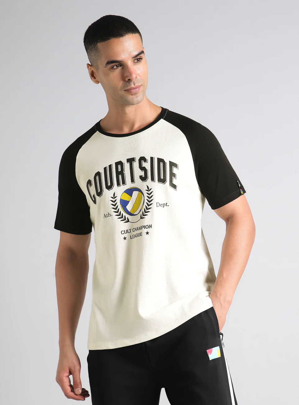 Men's Off White Courtside Sporty Colorblock T-shirt - Image 4