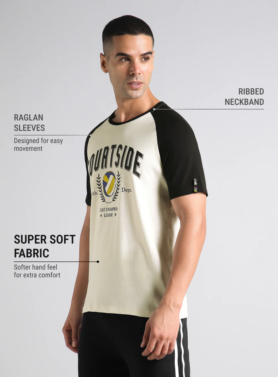Men's Off White Courtside Sporty Colorblock T-shirt - Image 5