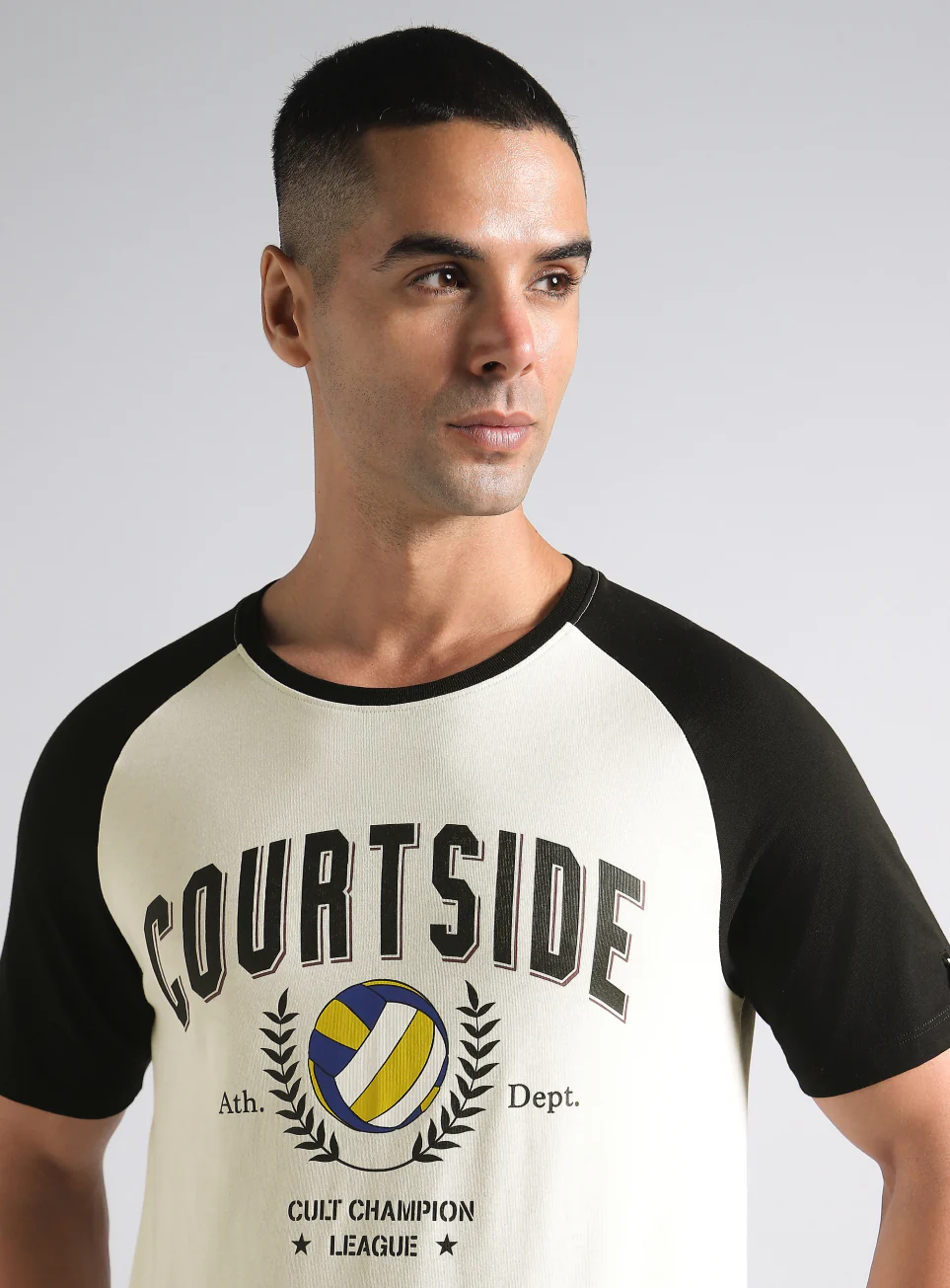 Men's Off White Courtside Sporty Colorblock T-shirt - Image 7