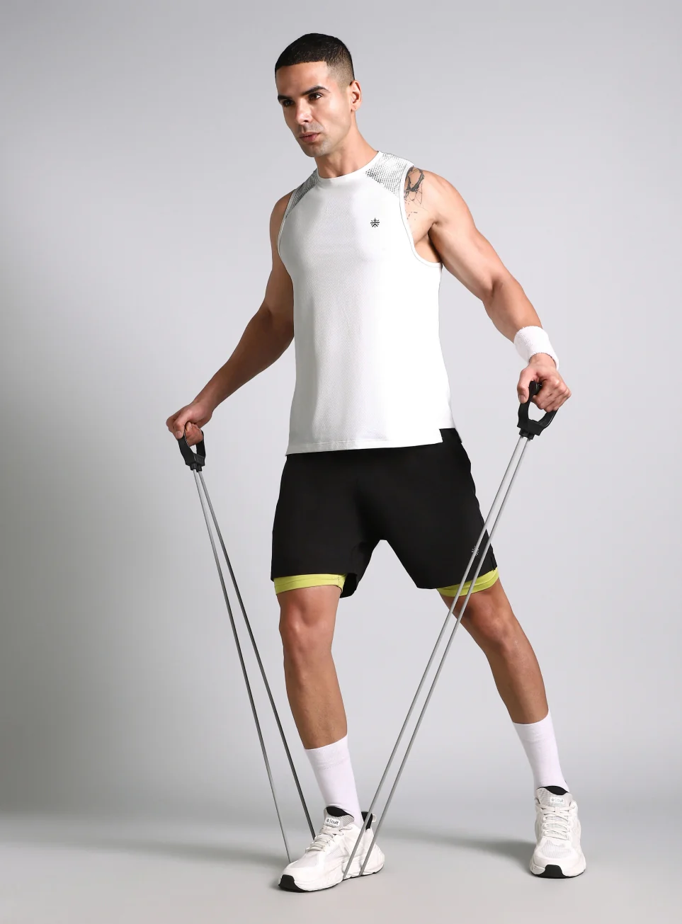 Men's Off White Training Muscle Tank - Image 2