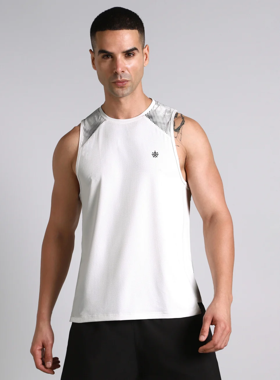 Men's Off White Training Muscle Tank - Image 4