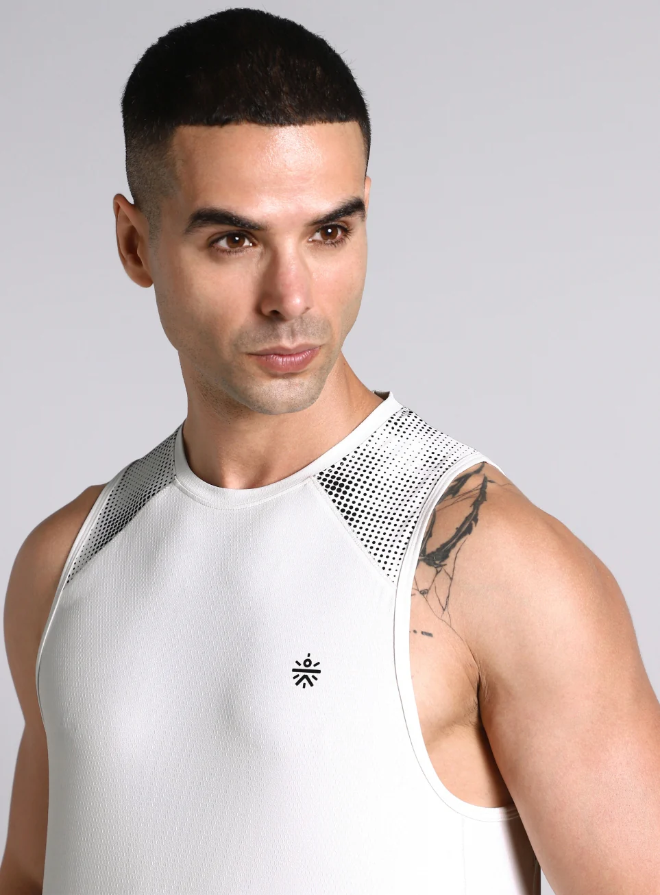 Men's Off White Training Muscle Tank - Image 7
