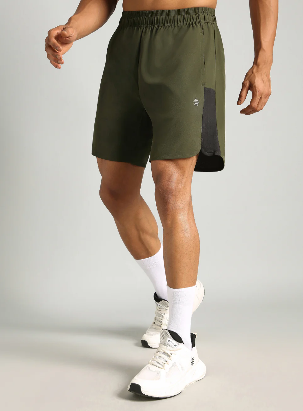 Men's Olive Pace Up Runner's Shorts