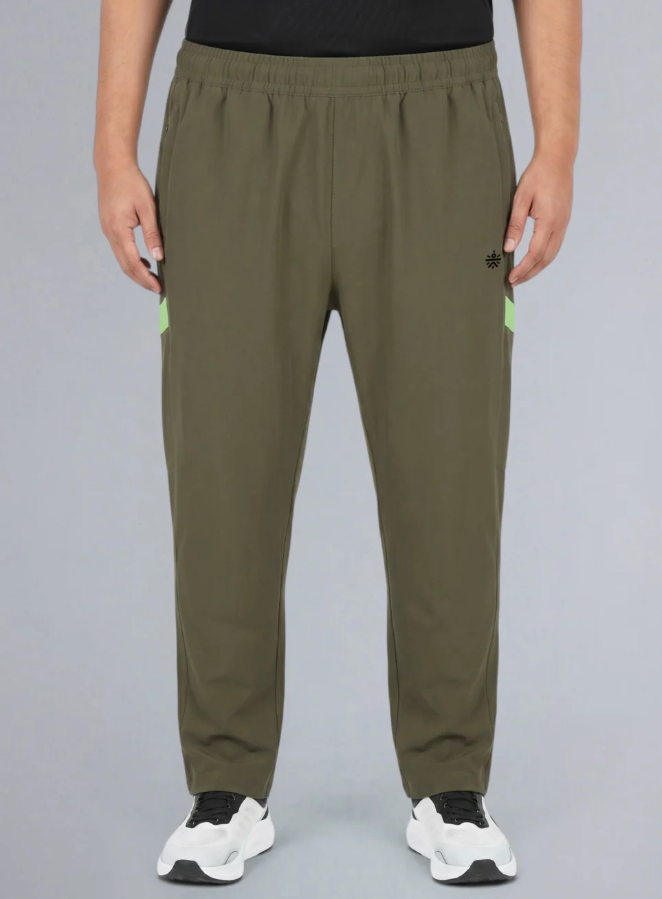 Men's Olive Power Pop Plus Size Straight Fit Trackpants